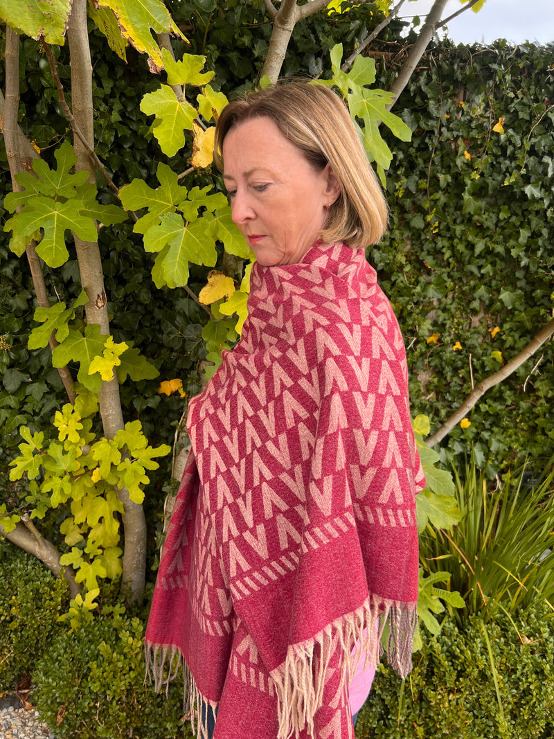 Ruby Chevron Cashmere Scarf - Zaytuni